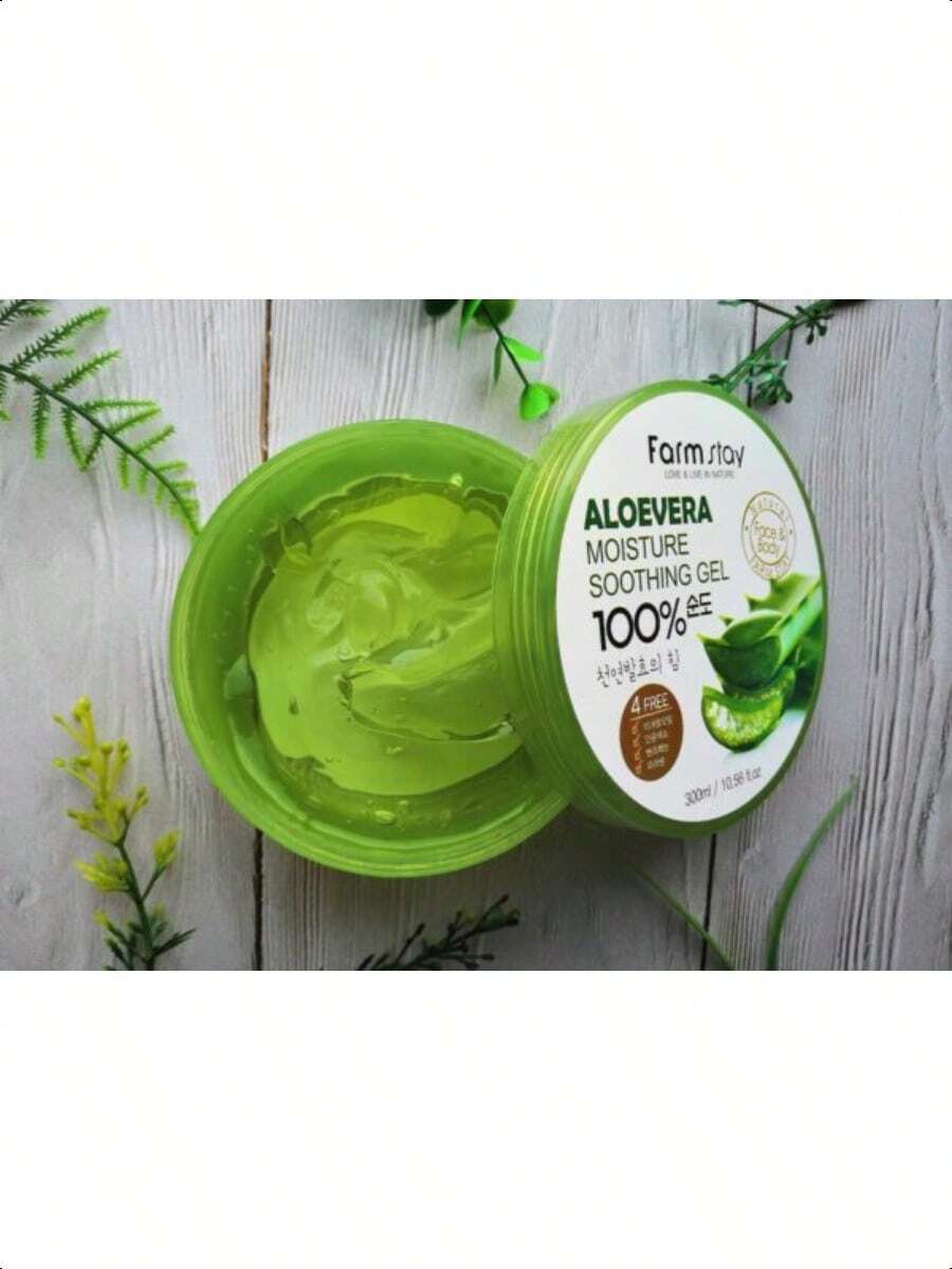 Farmstay Aloe Vera Moisture Soothing Gel - Hydrating Face Moisturizer - After Sun Gel For UV-Exposed Skin - Lightweight Body Moisturizer - 10.14 Oz 300ml