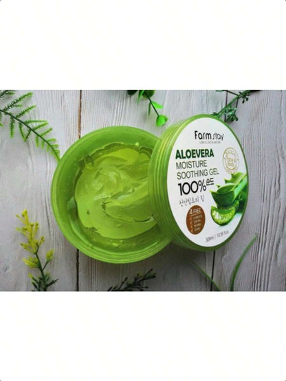 Farmstay Aloe Vera Moisture Soothing Gel - Hydrating Face Moisturizer - After Sun Gel For UV-Exposed Skin - Lightweight Body Moisturizer - 10.14 Oz 300ml