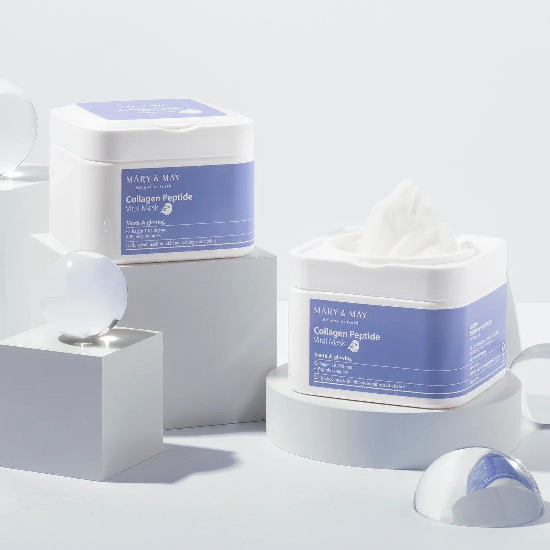 mary&may Collagen Peptide Vental Pull-free mask pack 30pcs