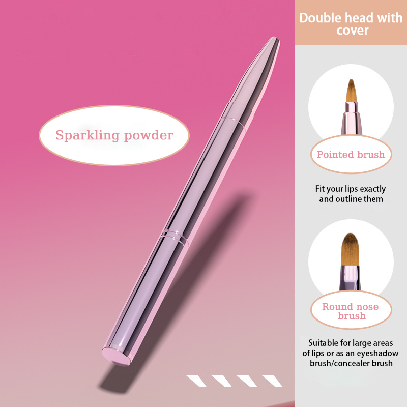 [100% Original] Inhak Dual Lip Brush Retractable Lip Makeup Brush Lipstick Lip Gloss Brush