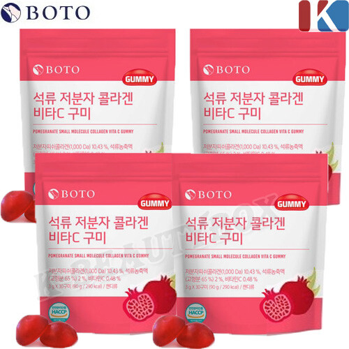 BOTO Pomegranate Small Molecular Collagen C 30 Gummies 6pcs 1 Box, 30 Tablets, 6 Pieces