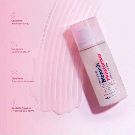 DermaFix Blemish Moisturizer, 2.02 Fl . Oz. 60ml, With Calamine, Green Tea, And Aloe, Lightweight Daily Facial Moisturizer, For Oily, Acne-Prone Skin, Moisturizer For Acne Regimen, Korean Skincare