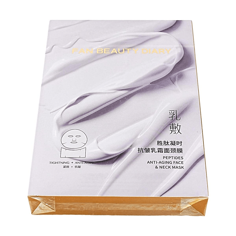 FAN BEAUTY DIARY Peptide Anti-Aging Cream Face & Neck Mask, Firming Anti-Wrinkle, Smoothing Fine Lines, 50g*4 Sheets