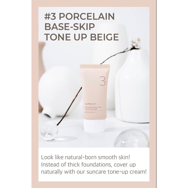 Numbuzin No.3 Porcelain Base-skip Tone Up Beige (50ml)