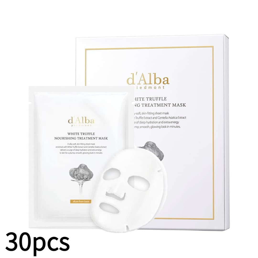 d’Alba Italian White Truffle Nourishing Mask, Vegan Skincare, Nourishing Sheet Mask for Dry and Tired Skin, Deep Hydration Mask, Korean Skin Care