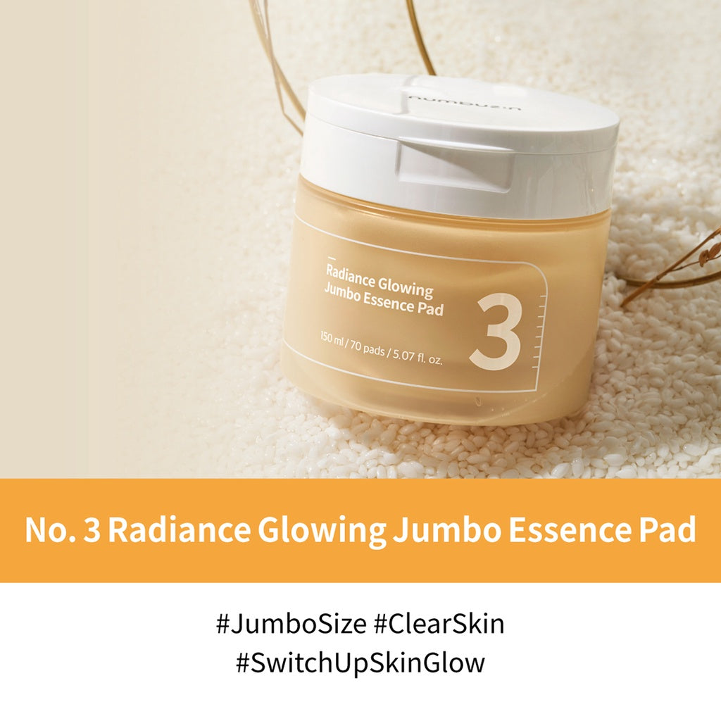 Numbuzin No.3  Radiance Glowing Jumbo Essence Pad 150ml / 70 Pads