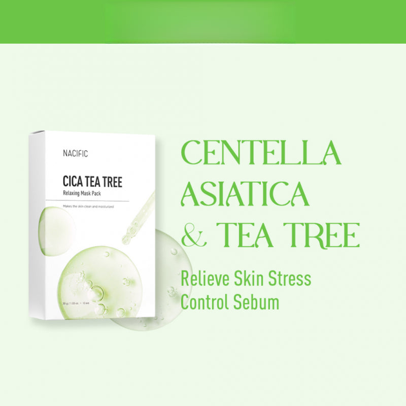 NACIFIC Cica Tea Tree Relaxing Mask Pack (10ea x box)