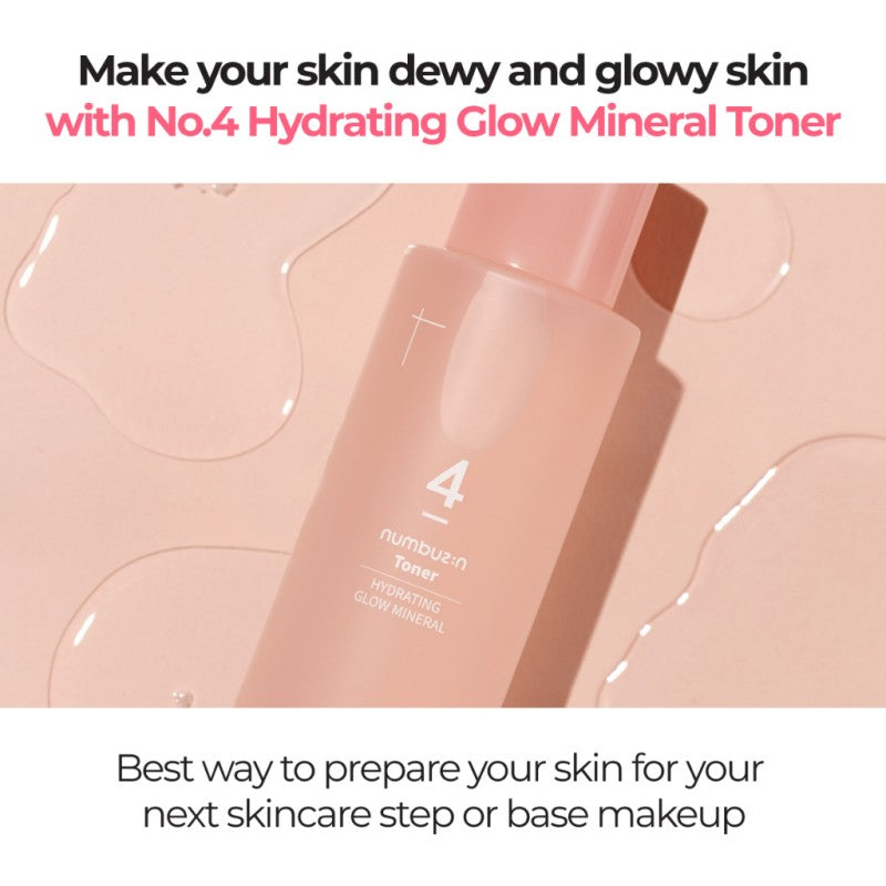 Numbuzin Toner No.3 Super Glowing Essence Toner | No.4 Hydrating Glow Mineral Toner | No.5+ Vitamin Boosting Essential Toner