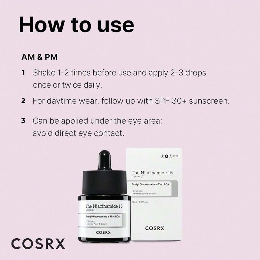 COSRX 15% Niacinamide Face Serum, 0.67 Fl Oz, Pore Minimizer Serum For Face, Even Skin Tone, Korean Skin Care