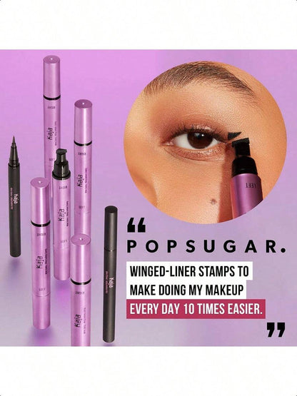 Kaja Winged Eyeliner Set - Wink Stamp Long | Compact Dual - Ended Eyeliner Set | Infused With Avocado Extract For Gentle Application