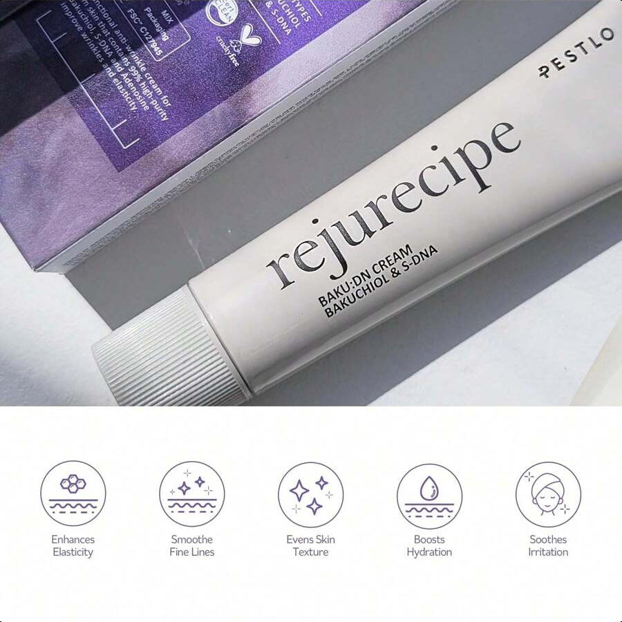 PESTLO Rejurecipe Baku:DN Cream, 1.01 Fl Oz, 30ml - Elasticity & Anti-Oxidant Care Cream, Bakuchiol, SDNA-PDRN, Salmon Extract, 10 Hyaluronic Acids For All Skin Types, Korean Skincare