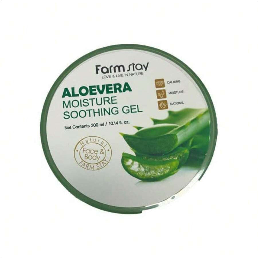 Farmstay Aloe Vera Moisture Soothing Gel - Hydrating Face Moisturizer - After Sun Gel For UV-Exposed Skin - Lightweight Body Moisturizer - 10.14 Oz 300ml
