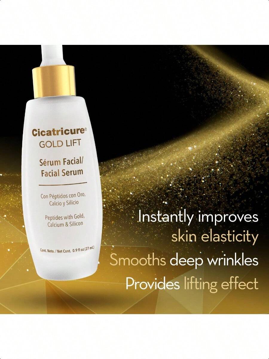 CICATRI Gold Lift Facial Serum 27ml/0.9 Oz, Neck & Chest, Anti Aging Skin Care, Hydrating, Firming & Tightening, Smoothes Facial Lines