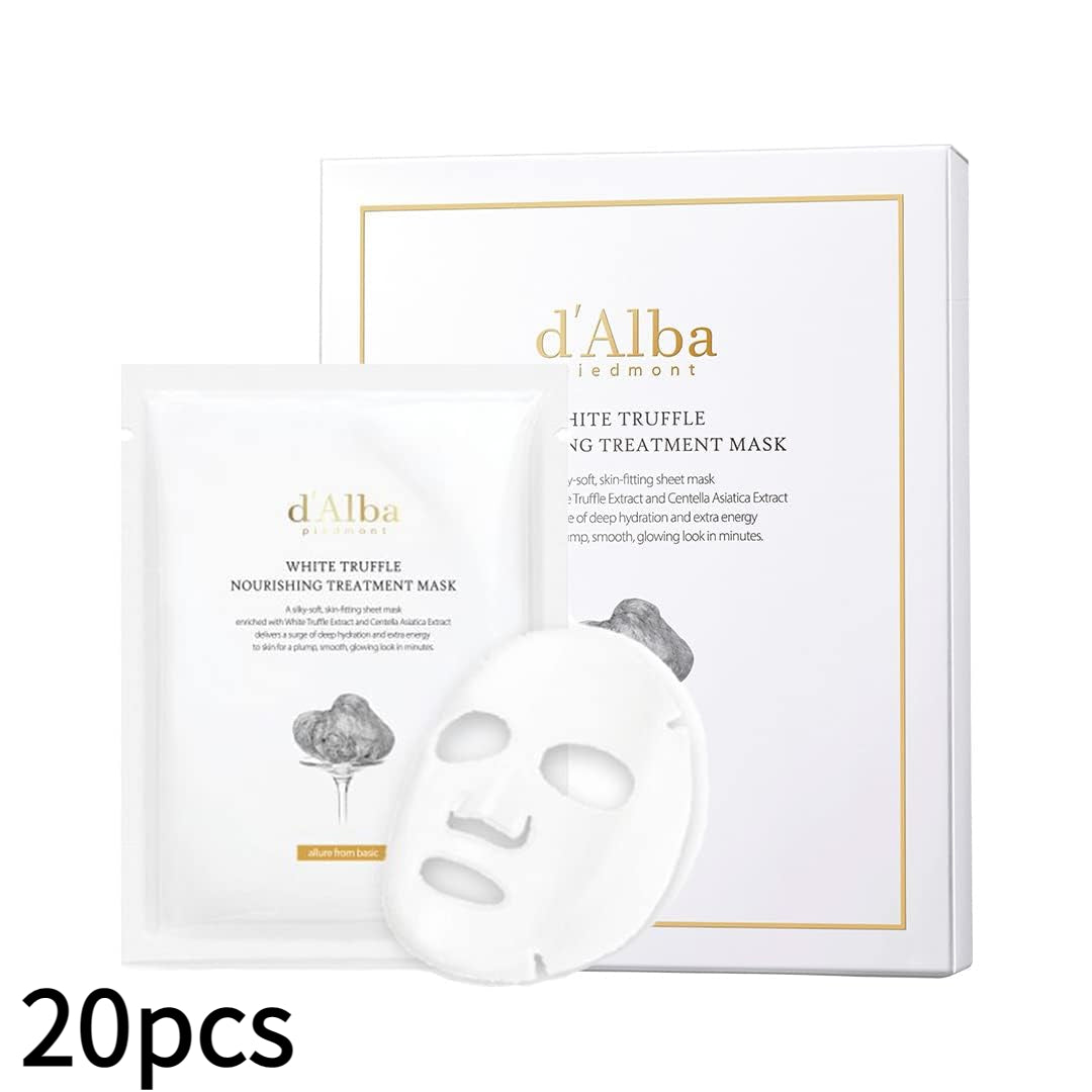 d’Alba Italian White Truffle Nourishing Mask, Vegan Skincare, Nourishing Sheet Mask for Dry and Tired Skin, Deep Hydration Mask, Korean Skin Care