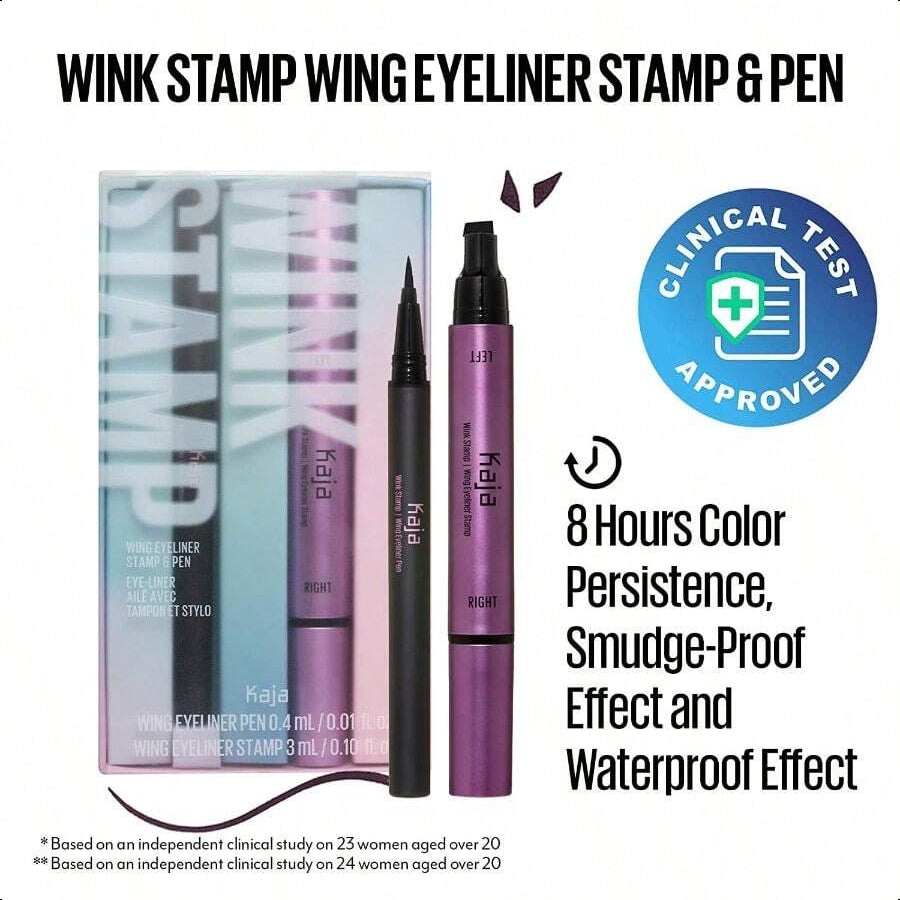 Kaja Winged Eyeliner Set - Wink Stamp Long | Compact Dual - Ended Eyeliner Set | Infused With Avocado Extract For Gentle Application
