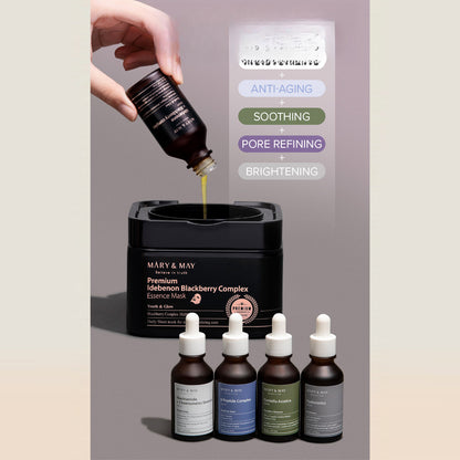 Mary & May Premium Idebenone Blackberry Complex Essence Mask - 20 sheets