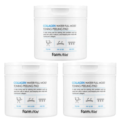 FARM STAY Collagen Water Full Moist Toning Peeling Pad 150ml (3 Options)
