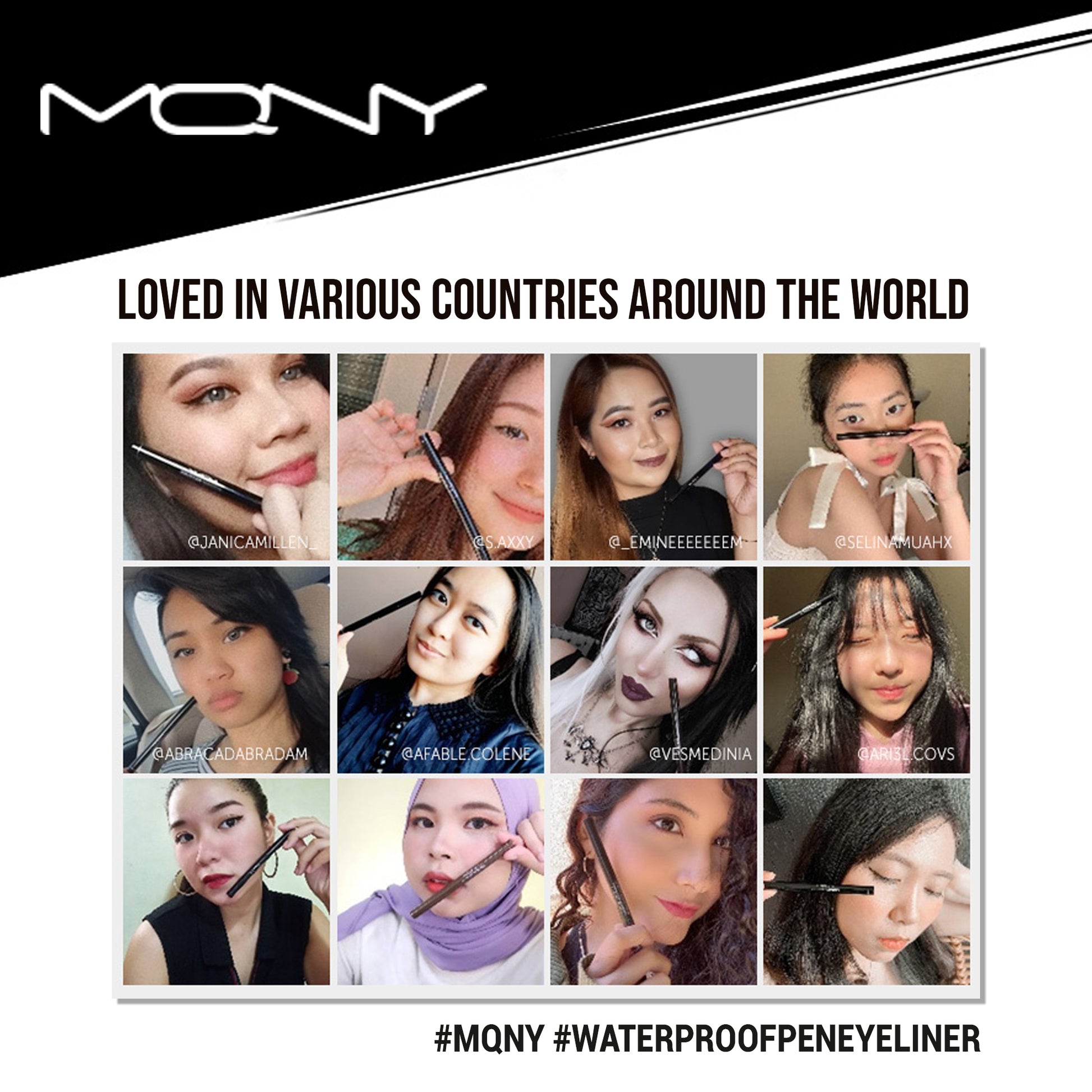 MacQueen New York MQNY Waterproof Pen Eyeliner (3 Colors) | Eye Makeup, Highly Pigmented, Liquid Eyeliner, Long Lasting and Suitable for beginners /NEWYORK