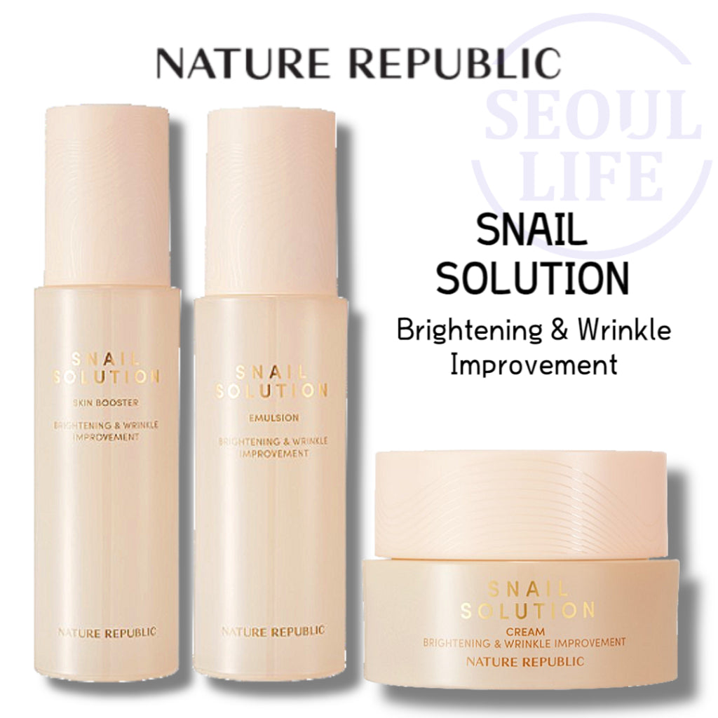 NATURE REPUBLIC Snail Solution Skin Booster 130mL / Emulsion 120mL / Cream 52mL / Foam Cleanser 150mL