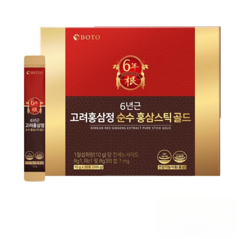 BOTO Korean 6-year-old Red Ginseng Extract Pure Stick Gold 10g X 30 Sticks / 100 Sticks