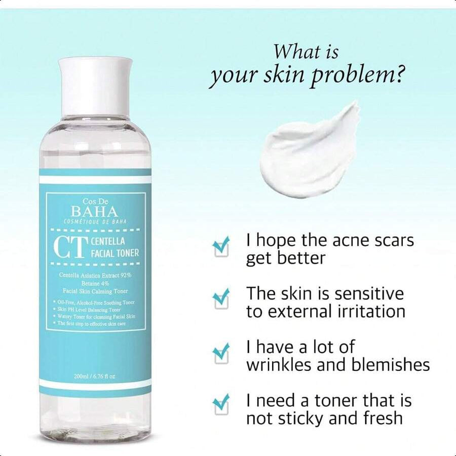 Cos De BAHA Centella Asiatica 92% Soothing Hydrating Toner 200ml
