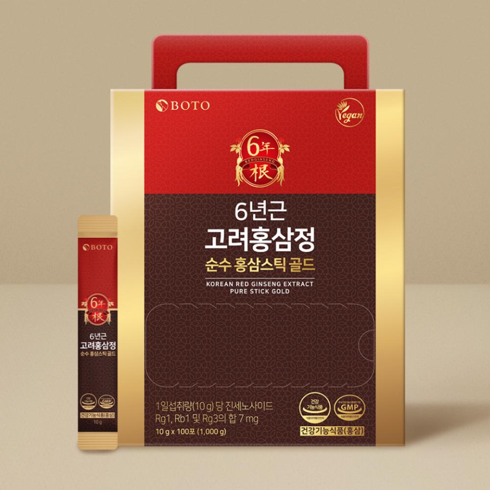 BOTO Korean 6-year-old Red Ginseng Extract Pure Stick Gold 10g X 30 Sticks / 100 Sticks