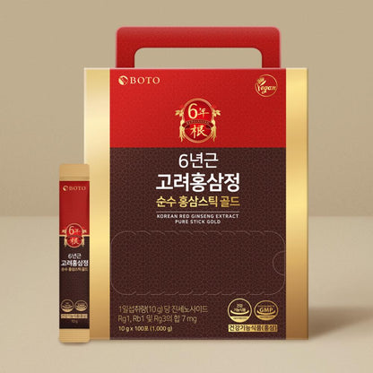 BOTO Korean 6-year-old Red Ginseng Extract Pure Stick Gold 10g X 30 Sticks / 100 Sticks