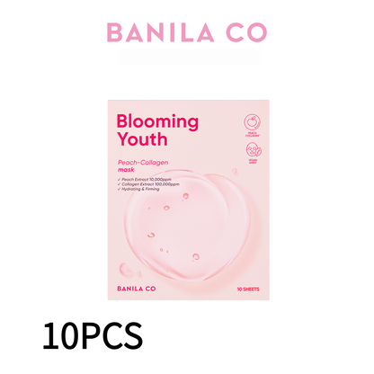 Banila Co ブルーミング ユース ピーチ コラーゲン フェイスマスク - 肌引き締めコラーゲンマスク (アンチエイジング)