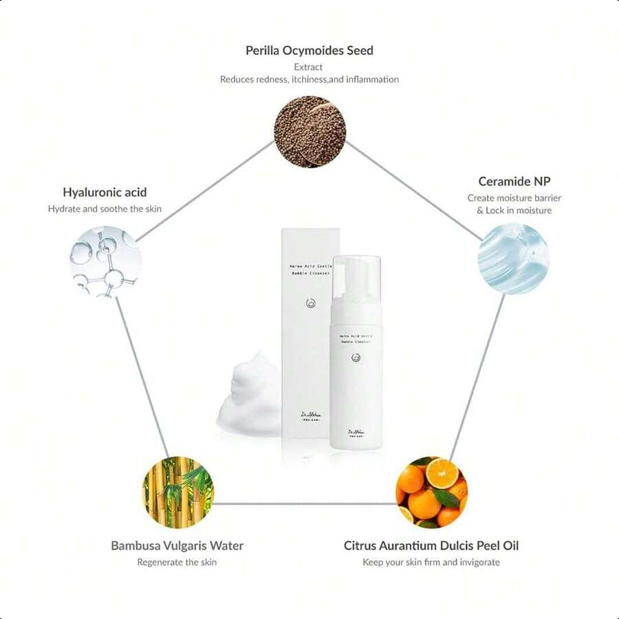 Dr. Althea Amino Acid Gentle Bubble Cleanser |  4.73 Fl Oz(140ml )| Foam Cleanser | Daily Gentle Face Wash For Sensitive Skin | Vegan Korean Skin Care