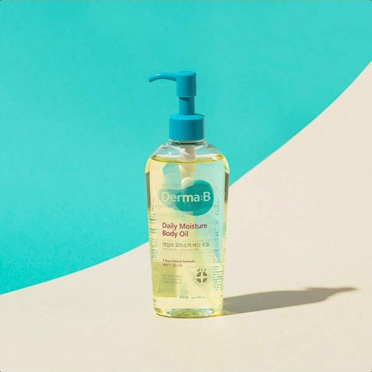 DERMA:B Daily Moisture Body Oil 200ml/6.78 Oz | 99% Natural Argan & Sweet Almond Oil | Shower Oil For Dry Sensitive Skin | Light & Long-Lasting Hydration