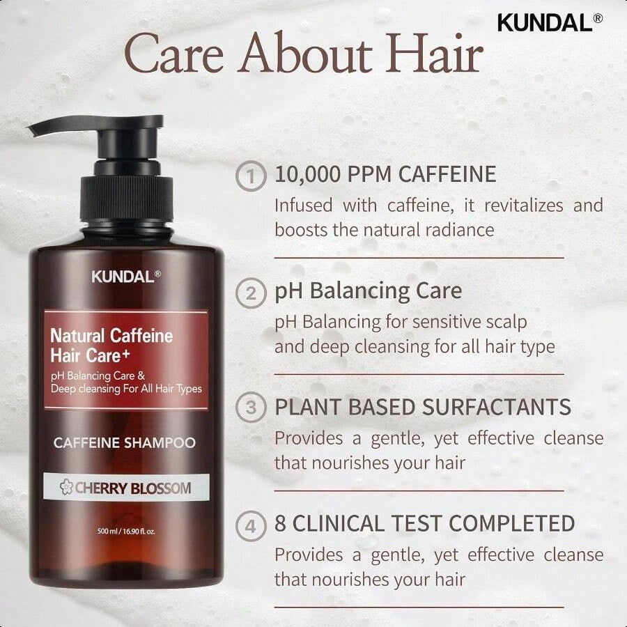 kundal Caffeine Scalp Shampoo, 16.9 Fl Oz (500 Ml), Cherry Blossom