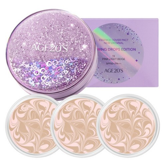 Age 20's Shining Drop Edition New Original Essence Cover Pact Case + Refill 12.5gx 3p