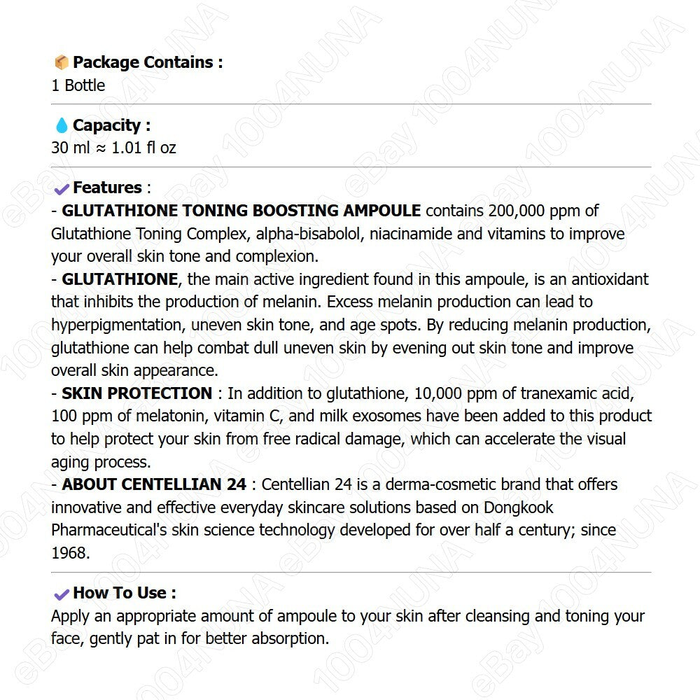 Centellian24 Glutathione Toning Boosting Ampoule 30ml