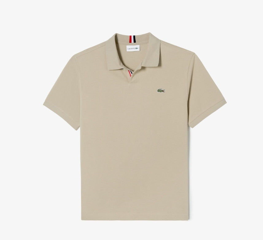 LACOSTE men's short sleeved POLO shirt with contrasting striped top