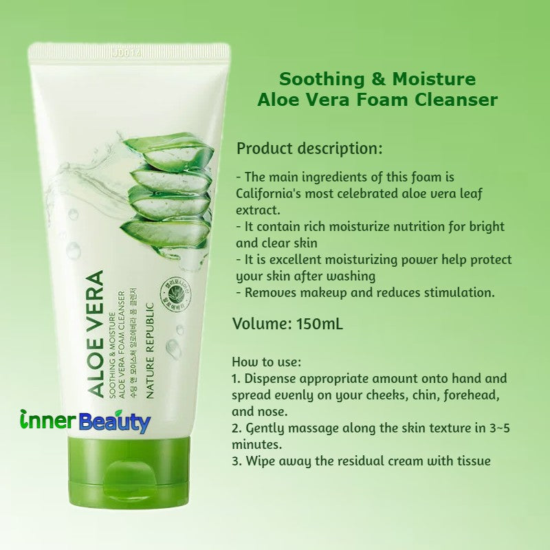 Nature Republic Soothing & Moisture Aloe Vera Cleanser Foam Cleanser 150ml cosmetic shop